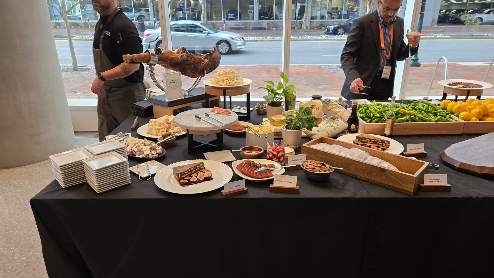 Hand-carved Jamón Ibérico and artisanal tapas spread