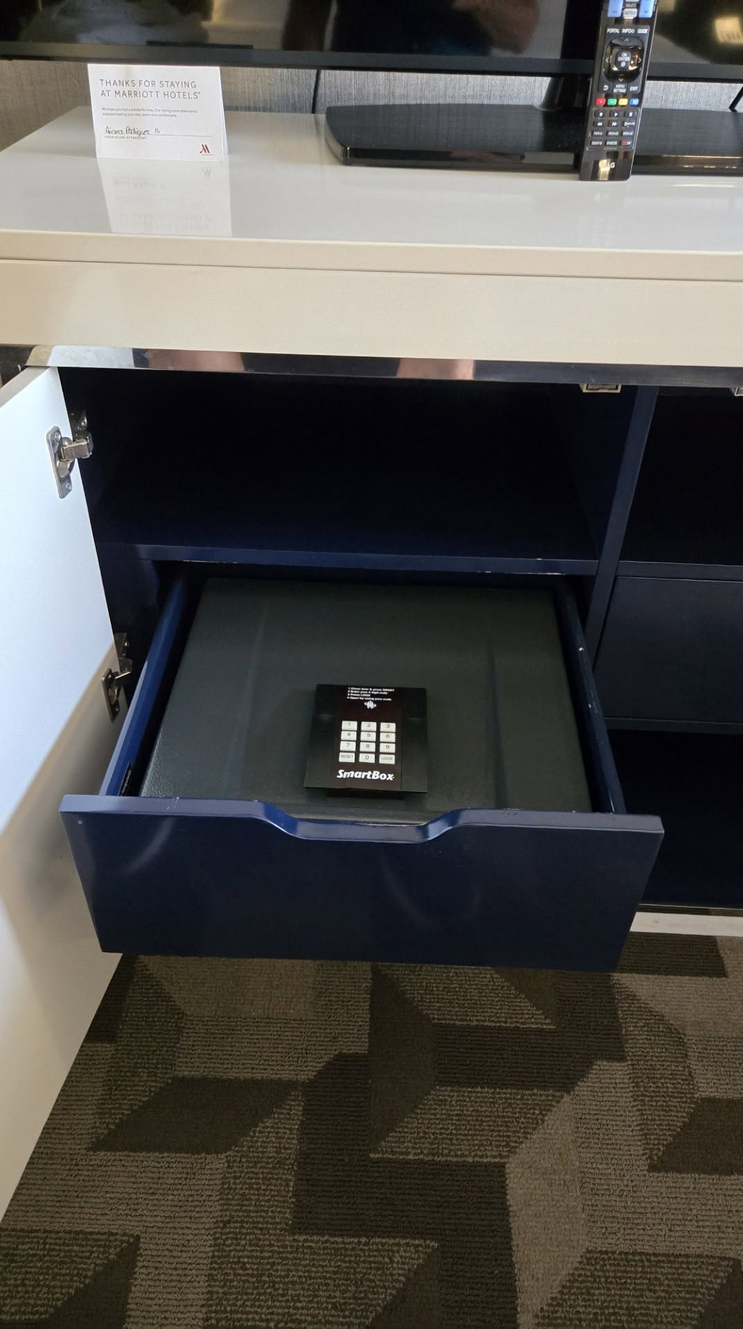 Credenza interior with SmartBox safe