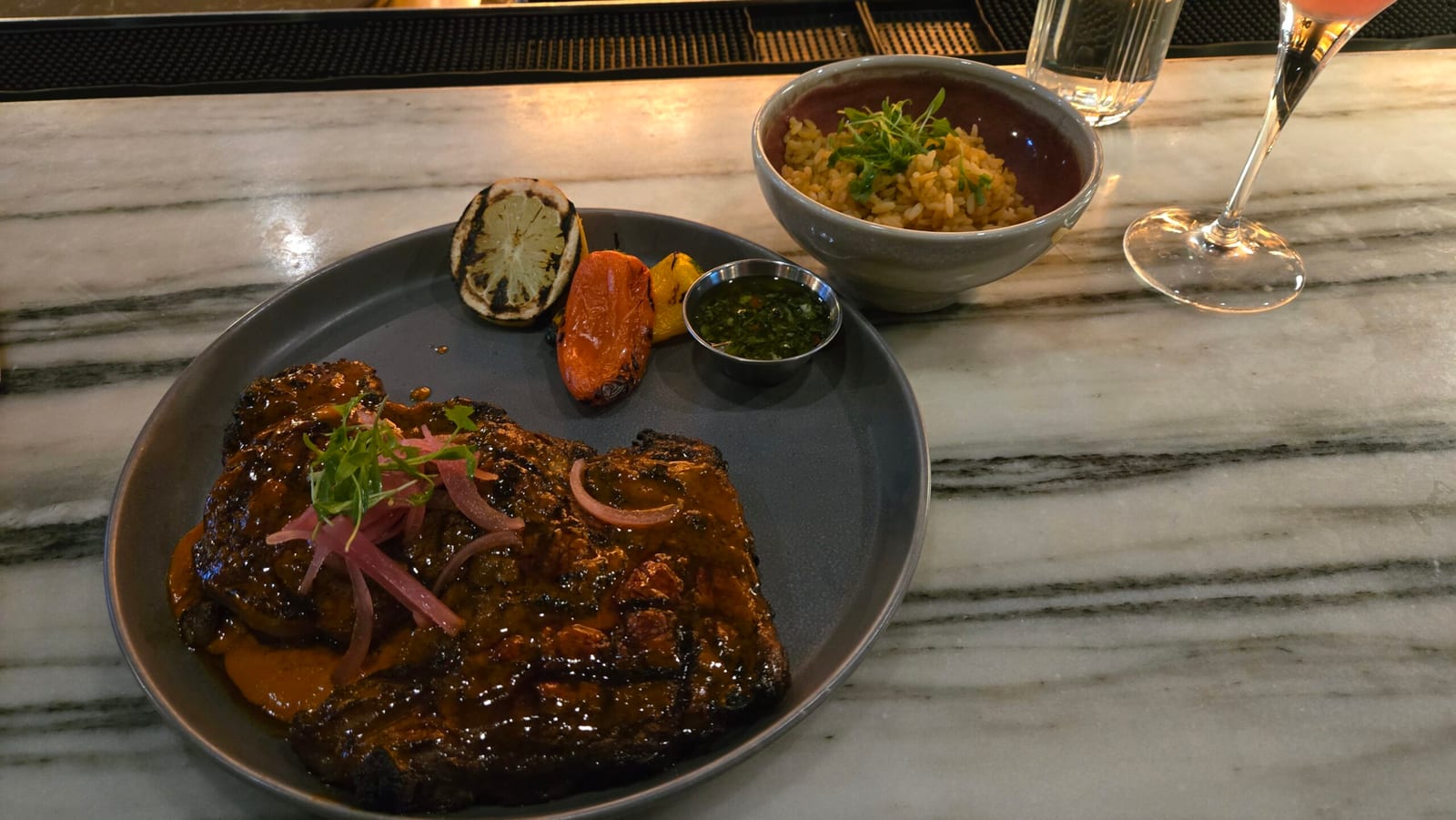 Hotel Dena Agents Only grilled ribeye steak dinner