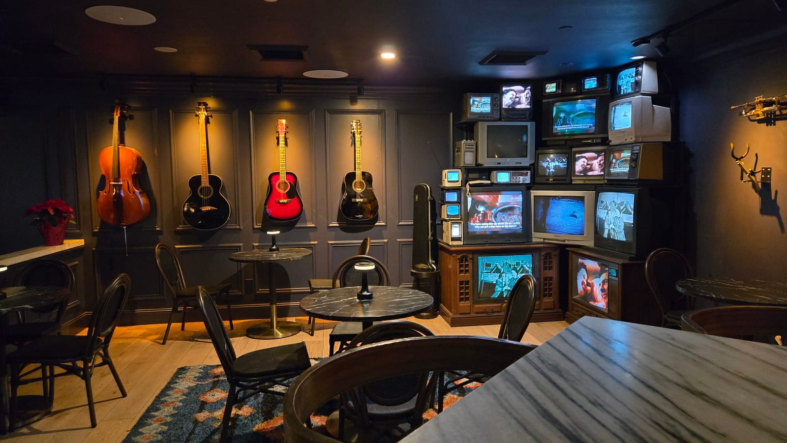 Hotel Dena Agents Only retro CRT TV stack and instruments