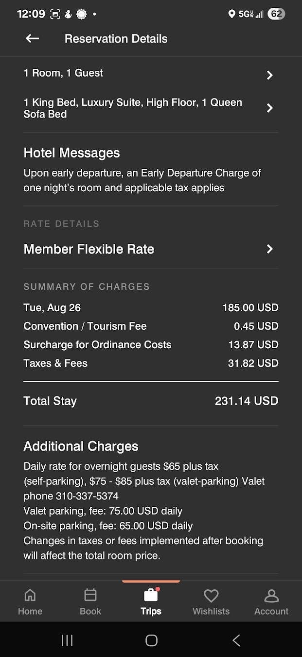 Marriott Bonvoy Mobile App Rate Breakdown