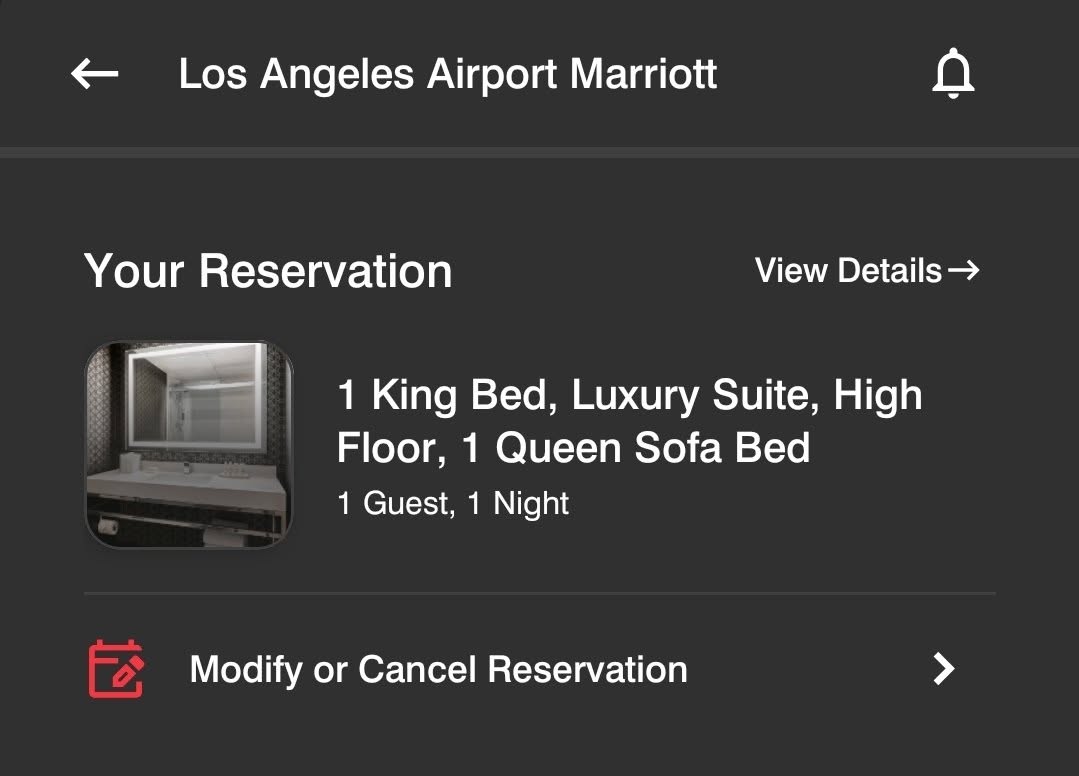 Marriott Bonvoy Mobile App Upgrade Confirmation