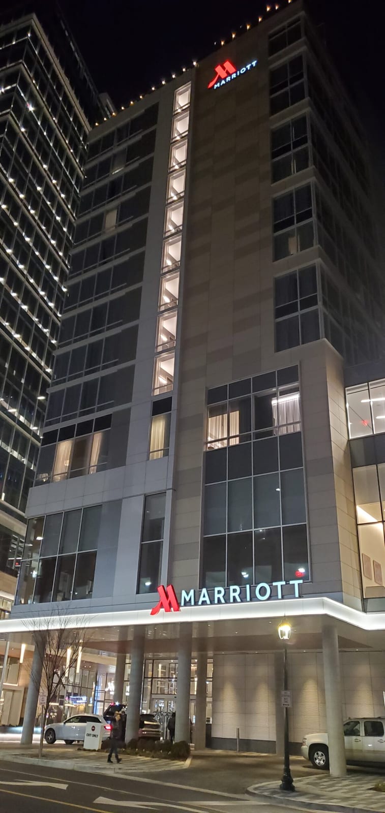 Marriott Bethesda Downtown Hq Hotel Exterior Night Valet Entrance