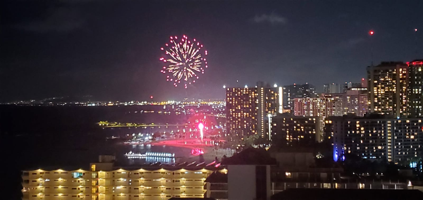 Friday Night Waikiki Fireworks Viewed from Ohana Suite Lanai