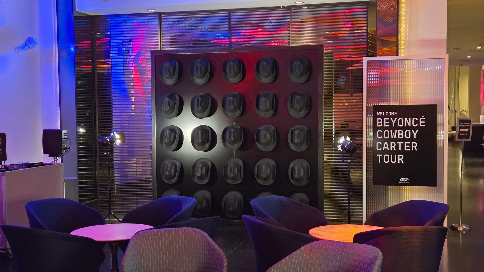 Beyonce Cowboy Carter pop-up lounge installation in W Los Angeles lobby